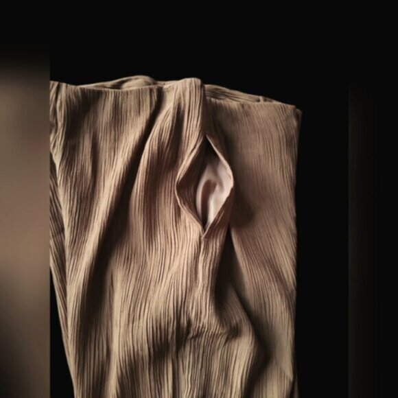 Zara High Waist Flared Leg Crinkle Pants Tall Size Medium - Picture 3 of 9